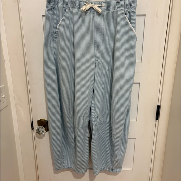 EUC GAP Pull On Barrel Light Blue Striped Pants - Picture 3 of 10